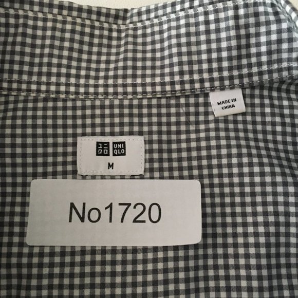 Uniqlo Mens Button Down Casual Shirt Checker Front Pocket Size M Grey - Picture 12 of 12